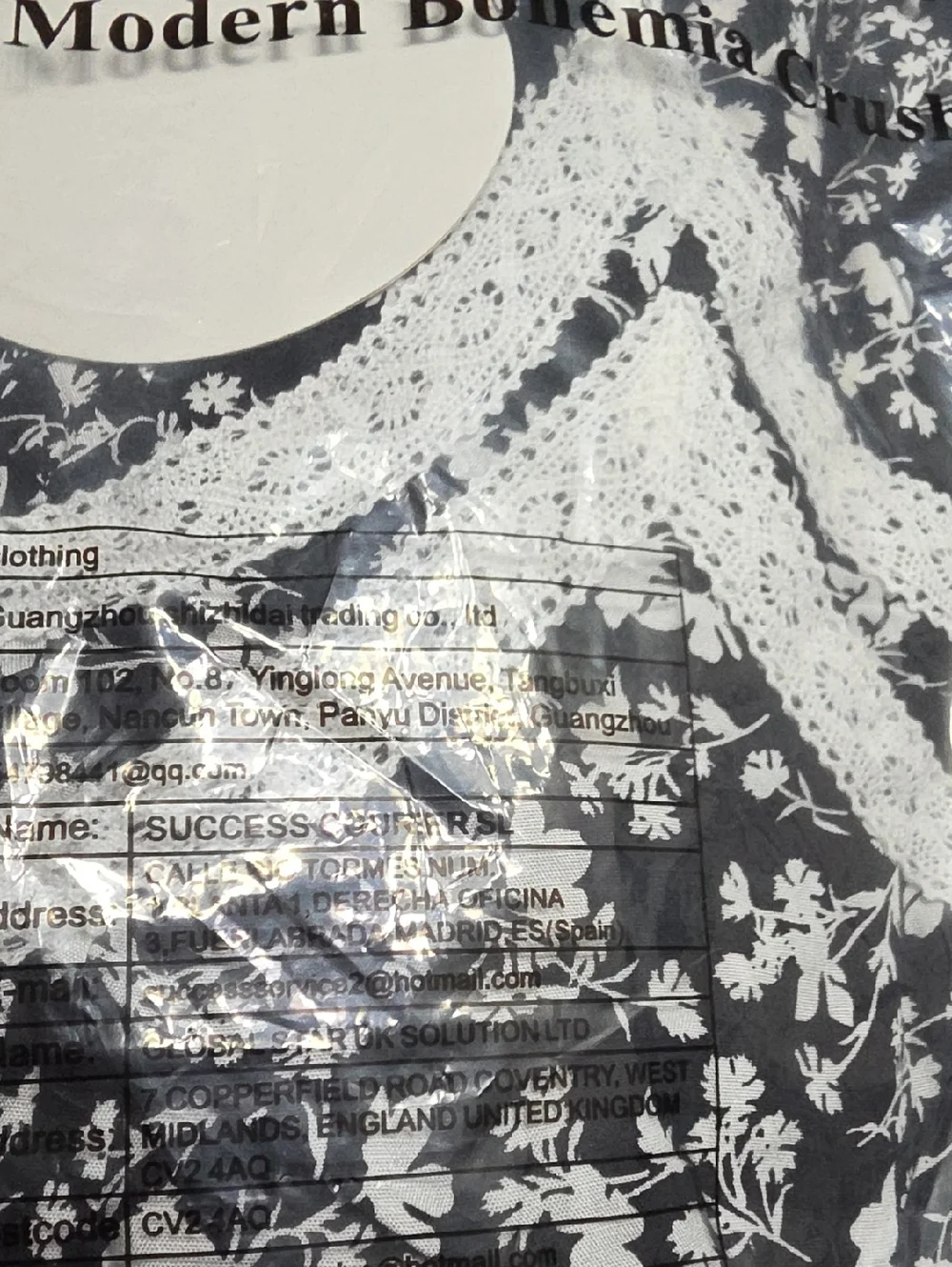 Black & White Floral V-Neck Maxi Dress with Contrast Trim - Picture 10 of 10